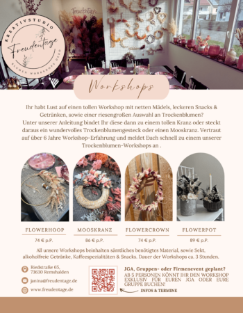 Workshop-Varianten Trockenblumen Freudentage Remstal