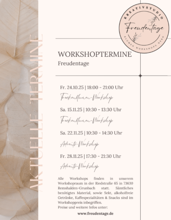Aktuelle Workshoptermine Freudentage Remstal